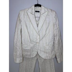 Ymayaba Paris 2Pc Pant Suit Blazer Stripe Cream T40 Medium